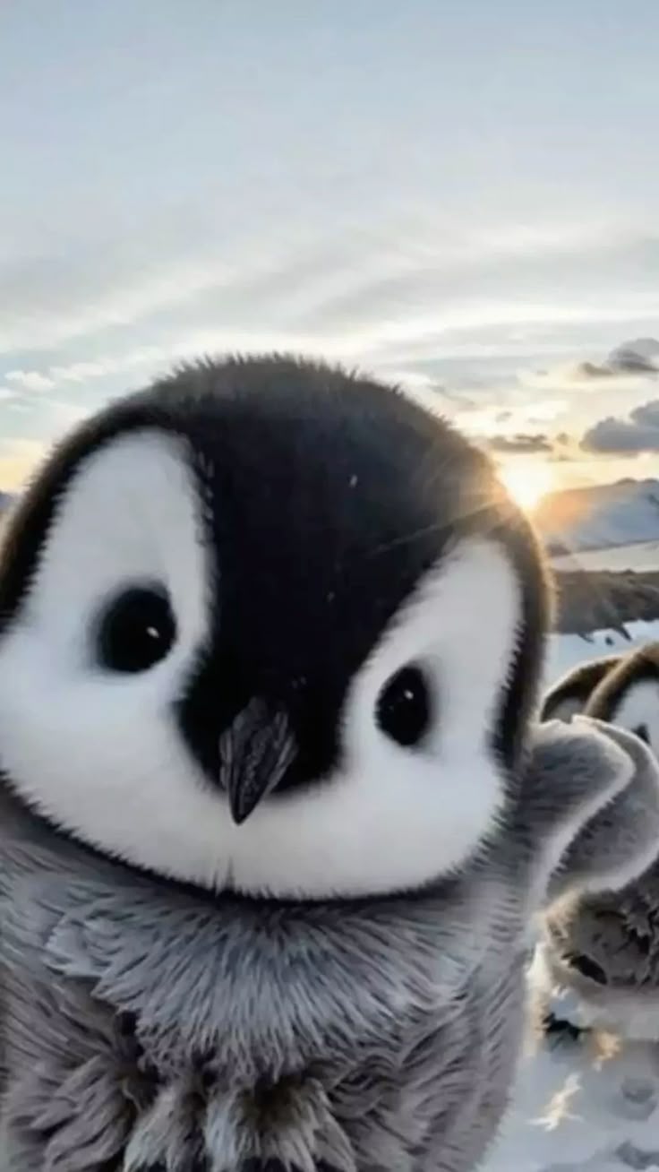 Penguin at sunset